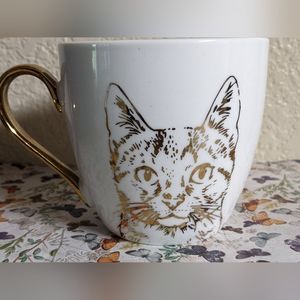 Cambridge Limited Edition Gold White Cat Coffee Tea Mug Cup
